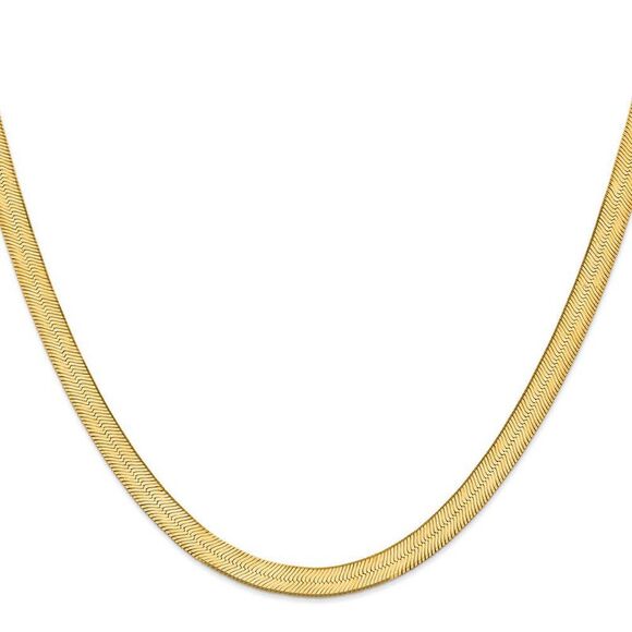 6.5mm, 14k Yellow Gold, Solid Herringbone Chain Necklace, 16 Inch - Picture 3 of 8
